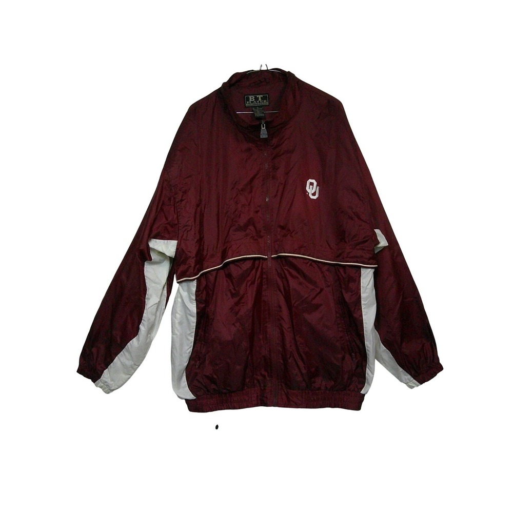 BT Player Oklahoma Sooners Jacket Mens XL Maroon Vintage Windbreaker OU NCAA